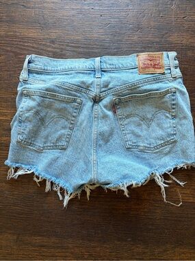 Women's Levi's 501 Jorts Blue Solid 30 Short Cut-Off Retro‎ Daisy Duke Festival
